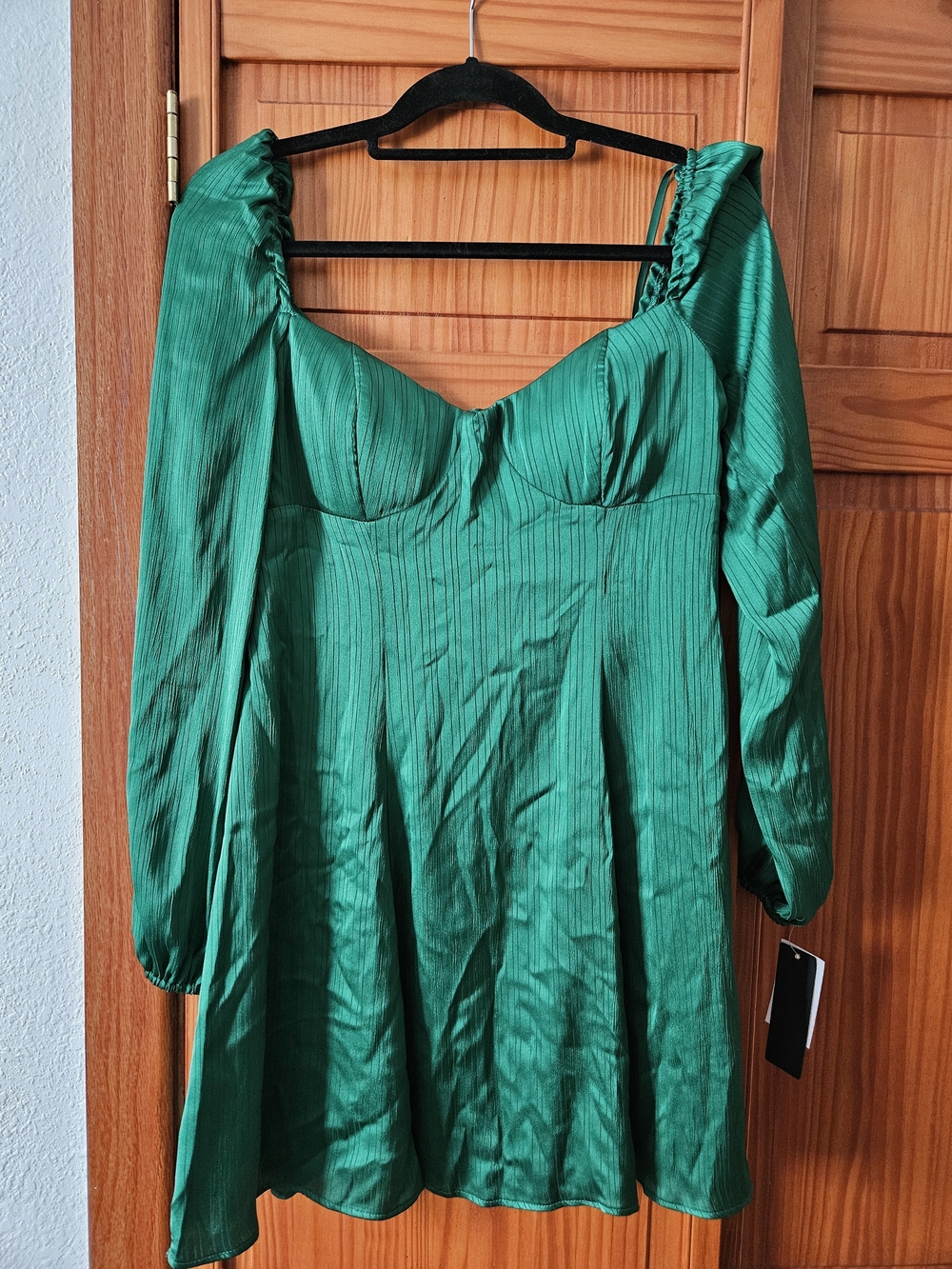 Emerald Green Satin A-Line Dress